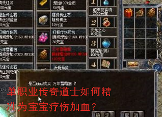 单职业传奇道士如何精准为宝宝疗伤加血？
