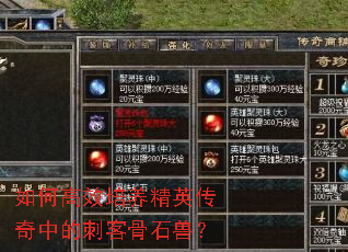 如何高效培养精英传奇中的刺客骨石兽? 如何高效培养精英传奇中的刺客骨石兽?