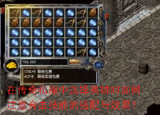 在传奇私服中选择英雄时如何注意合击技能的搭配与效果？