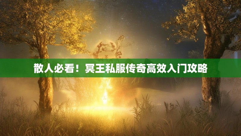 散人必看！冥王私服传奇高效入门攻略