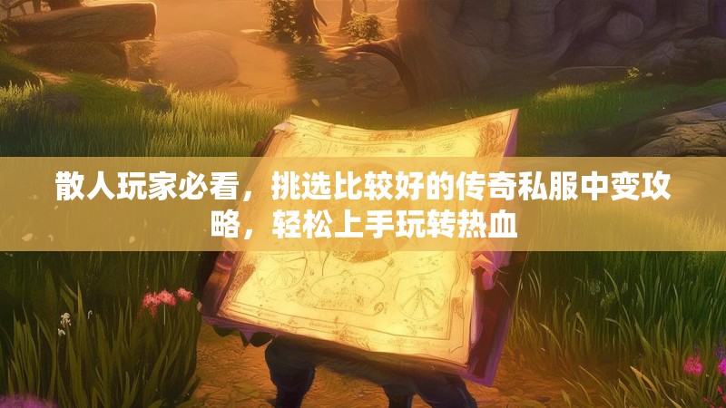 散人玩家必看，挑选比较好的传奇私服中变攻略，轻松上手玩转热血