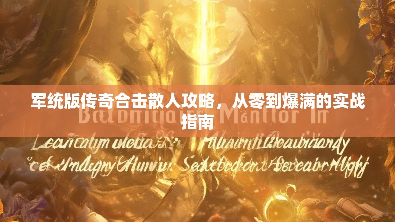 军统版传奇合击散人攻略，从零到爆满的实战指南