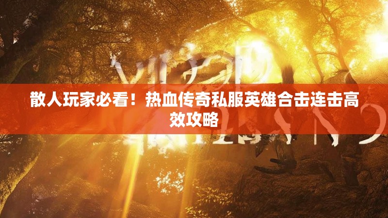 散人玩家必看！热血传奇私服英雄合击连击高效攻略