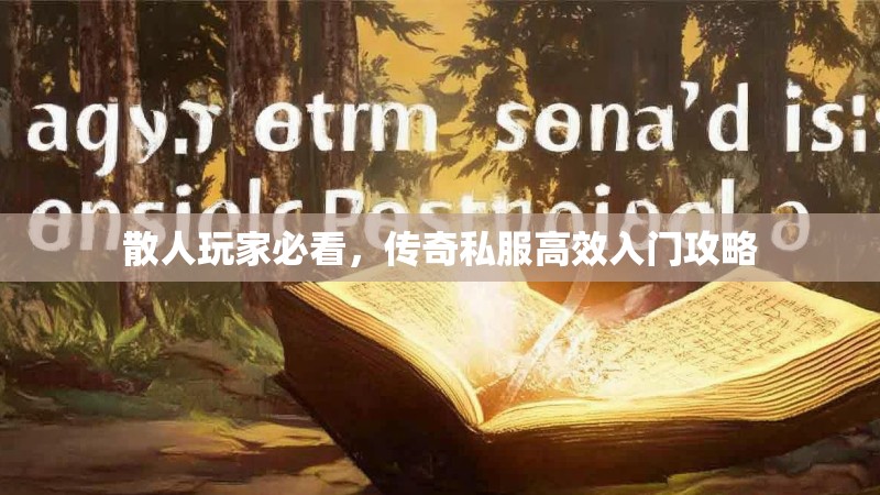 散人玩家必看，传奇私服高效入门攻略