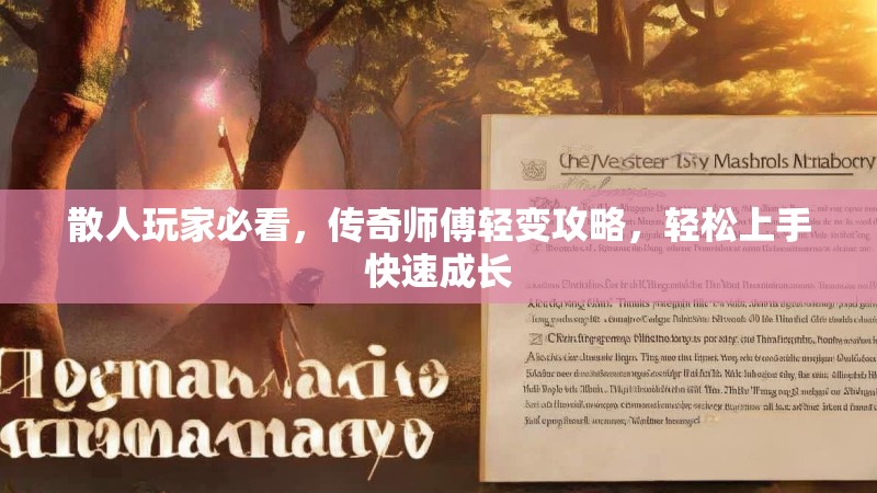 散人玩家必看，传奇师傅轻变攻略，轻松上手快速成长