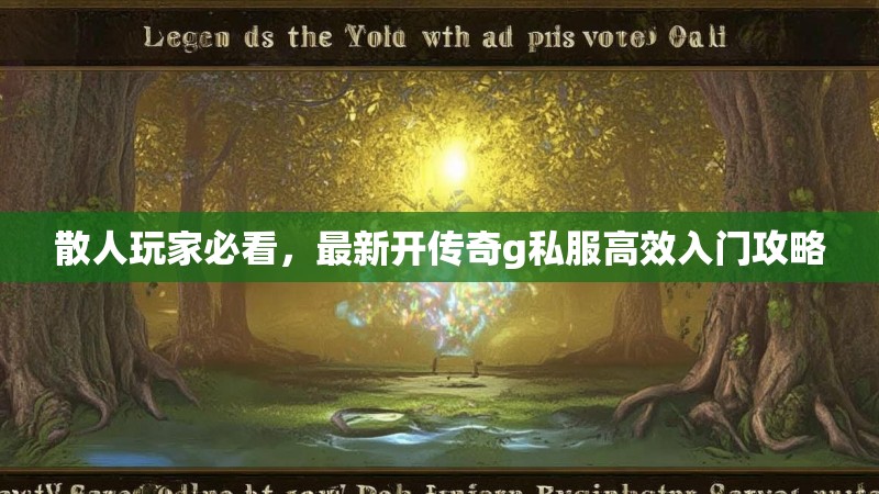 散人玩家必看，最新开传奇g私服高效入门攻略