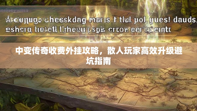 中变传奇收费外挂攻略，散人玩家高效升级避坑指南